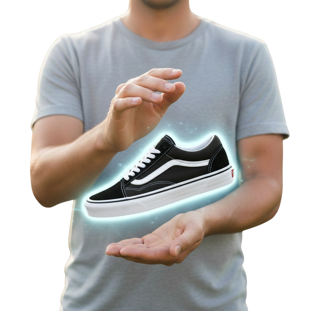 AI-powered e-commerce search showing comfortable black sneakers under $100 - SearchMind intelligent product discovery interface